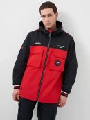 black, red